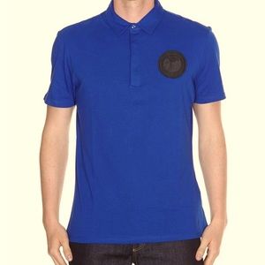 VERSACE COLLECTION 
Blue Crest Patch Jersey Polo